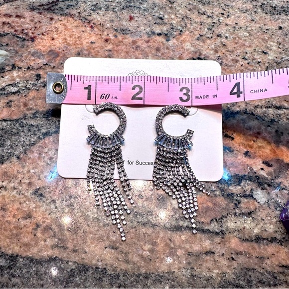 Park Lane: Interstellar Post Earrings, hematite plated with crystals, NWT - Picture 2 of 4